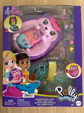 Mattel Polly Pocket Hedgehog Mom & Baby Compact Playset